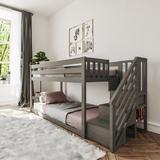 Harriet Bee Kean Twin Over Twin Solid Wood Standard Bunk Bed in Brown | 50 H x 42.5 W x 99.5 D in | Wayfair 3994F813577647428DC902E961218B2F