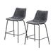 17 Stories 24" Faux Leather Bar Stool Set Of 2 Upholstered/Leather/Metal/Faux leather in Gray/Black | 35 H x 22 W x 18 D in | Wayfair
