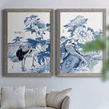 Red Barrel Studio® Blue & White Asian Garden I - 2 Piece Picture Frame Painting Set Canvas in Black/Blue/Green | 43.5 H x 31.5 W in | Wayfair