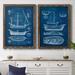 Longshore Tides Antique Ship print I - 2 Piece Picture Frame Graphic Art Set on Canvas Canvas, in Blue | 27.5 H x 37.5 W x 0.75 D in | Wayfair