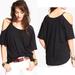 Free People Tops | Free People After Party Cold Shoulder Linen Tee | Color: Black | Size: M