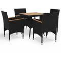 Set da pranzo da esterni con 4 sedie e tavolo con piano in legno vari colori colore : Nero