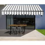 ALEKO Black Frame 12 x 10 ft Retractable Home Patio Canopy Awning Grey/White