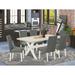 East West Furniture Table Set- a Dining Room Table with X-Legs and Gray Linen Fabric Parsons Chairs, Off-White(Pieces Options)