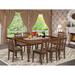 East West Furniture Kitchen Table Set Includes a Rectangle Dining Table and Linen Fabric Dining Chairs, Mahogany(Pieces Option)