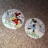 Disney Holiday | Disney Christmas Mickey & Minnie Plates | Color: Green/Red | Size: See Photos