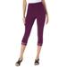 Plus Size Women's Lace-Trim Essential Stretch Capri Legging by Roaman's in Dark Berry (Size 1X) Activewear Workout Yoga Pants
