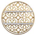 Stratton Home Decor Boho Round Laser-cut 2 Tier Wood and Metal Wall Shelf - Stratton Home Décor S42574