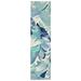 "Liora Manne Capri Palm Leaf Indoor/Outdoor Rug Blue 24""x8' - Trans Ocean CAPR8166803"