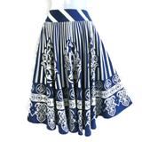 Anthropologie Skirts | Anthropologie Maple Folk Dance Circle Skirt Blue White Border Lined 26waist | Color: Blue/White | Size: 0