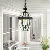 Charlton Home® Washington Mews 3 -Bulb 21" H Outdoor Hanging Lantern Brass/Metal in Black | 21 H x 12.5 W x 12.5 D in | Wayfair