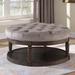 Gracie Oaks Kaufmann 40" Wide Tufted Round Cocktail Ottoman w/ Storage Linen/Mildew Resistant/Microfiber/Microsuede in Gray | Wayfair