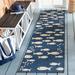Blue/Navy 27 x 0.25 in Area Rug - Sand & Stable™ Baby & Kids Avani Navy/Beige Indoor/Outdoor Area Rug, Polyester | 27 W x 0.25 D in | Wayfair