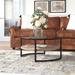 Ivy Bronx Lindsae Sled Coffee Table w/ Storage Metal in Black/Brown | 17 H x 35 W x 35 D in | Wayfair A228EFA0516745C5B14215D7F50FAF4C