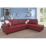 Red/Brown Sectional - Wade Logan® Askas 103.5" Wide Faux Leather Sofa & Chaise Faux Leather | 35 H x 103.5 W x 74.5 D in | Wayfair