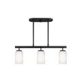 Latitude Run® Kodi 3 - Light Kitchen Island Linear Pendant Glass in Black | 9.5 H x 25.13 W x 4 D in | Wayfair DEA149E766D54602B66D689C2CC83439