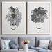 Bay Isle Home™ B&W Indoor Plant I - 2 Piece Drawing Print Set Canvas, Solid Wood in Gray/Green | 31.5 H x 43.5 W in | Wayfair