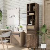 Loon Peak® Sanjeev 75.59" H x 15.74" W Standard Bookcase Wood in Brown | 75.59 H x 15.74 W x 16.33 D in | Wayfair 13D44813F65842DFA3697A6E160171D4