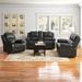 Andover Mills™ Jaydin 3 Piece Faux Leather Reclining Living Room Set Faux Leather in Black | 40 H x 82 W x 37 D in | Wayfair Living Room Sets