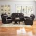 Andover Mills™ Jaydin 3 Piece Faux Leather Reclining Living Room Set Faux Leather in Brown | 40 H x 82 W x 37 D in | Wayfair Living Room Sets