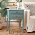 Andover Mills™ Joanna 2 - Drawer Solid Wood Nightstand Wood in Green/White/Blue | 26.8 H x 18 W x 13 D in | Wayfair