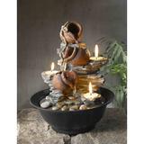 August Grove® Orwell Resin/Acrylic Tavolo Luci Mini Pot Tabletop Fountain w/ Candle | 11 H x 9 W x 9 D in | Wayfair