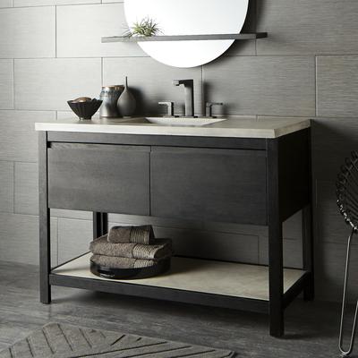 Solace Oak Vanity with Concrete Shelf (Base Only)
