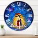 Designart 'Couple In Love Walks Under Glowing Umbrella' French Country wall clock