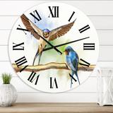 Designart 'Two Barn Swallows Birds' Farmhouse wall clock