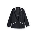Scotch & Soda Maison Women's Sporty Inspired Sweat Blazer Suit Jacket, Blue (Night 0002), 12 (Size: Large)