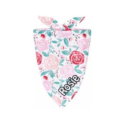 Frisco Watercolor Roses Personalized Dog & Cat Bandana, Large