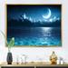 East Urban Home Romantic Moon over Deep Blue Sea I - Photograph on Canvas Metal in Black/Blue | 30 H x 40 W x 1.5 D in | Wayfair