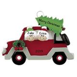 The Holiday Aisle® Christmas Tree Car Family of 2 Holiday Shaped Ornament Plastic in Gray/Green/Red | 3.25 H x 4.5 W x 0.5 D in | Wayfair