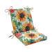 August Grove® Andersonburg Sunflowers Sunburst Indoor/Outdoor Seat/Back Cushion Polyester in Brown/Gray/Green | 3 H x 18 W in | Wayfair