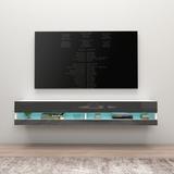 Orren Ellis Ramsdell Floating TV Stand for TVs up to 78" Wood in Black | 11.8 H in | Wayfair ORNE7709 43916101