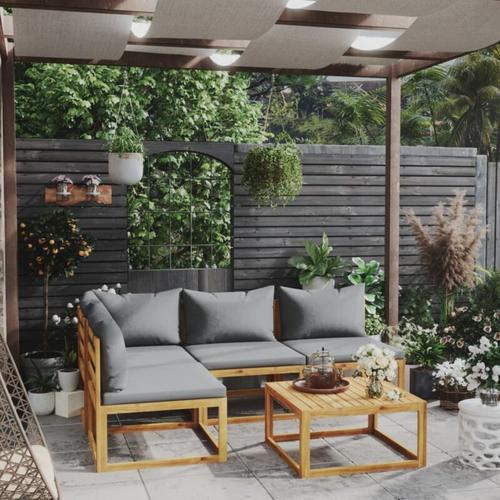 5-tlg. Garten-Lounge-Set，Gartenmöbel-Set mit Auflagen Massivholz Akazie vidaXL