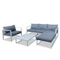 Salon de jardin design 5 places gris en aluminium blanc