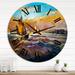 Designart 'Boats On The Ocean During Evening Sunset II' Nautical & Coastal wall clock