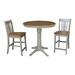 36" Round Pedestal Gathering Height Table With 2 San Remo Counter Height Stools - Set of 3 Pieces