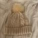 Anthropologie Accessories | Anthropology White/Cream Knit Winter Pompom Hat | Color: Cream/White | Size: Os