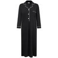 95% Cotton Sleepwear/Nightwear/Nightie Women Long Sleeve Full Length Notch Collar Button Jersey Knit Soft Comfy Nightdress/Nightgown (Black, XL)