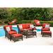 Red Barrel Studio® Lidewij 6 Piece Rattan Sofa Seating Group w/ Cushions Wood in Blue | Outdoor Furniture | Wayfair BRAY2647 37856002