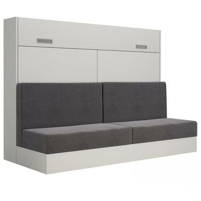 Armoire lit escamotable vertigo sofa blanc canapé gris couchage 140200 cm - gris