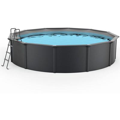 Stahlwand Swimming Pool Set Nuovo de Luxe anthrazit / silbergrau ø 360 x 120 cm ohne Zubehörset