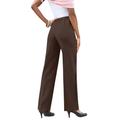 Plus Size Women's Classic Bend Over® Pant by Roaman's in Chocolate (Size 12 W) Pull On Slacks