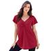 Plus Size Women's Flutter-Sleeve Sweetheart Ultimate Tee by Roaman's in Classic Red (Size 26/28) Long T-Shirt Top