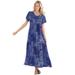 Plus Size Women's Short-Sleeve Crinkle Dress by Woman Within in Navy Patchwork (Size L)