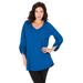 Plus Size Women's Lightweight Textured Slub Knit Boyfriend Tunic by Roaman's in Vivid Blue (Size 18/20) Long Shirt