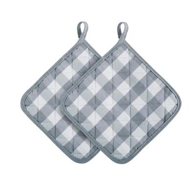 Buffalo Check Pot Holder - Set of Two by Achim Home Décor in Grey