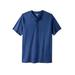 Men's Big & Tall Shrink-Less™ Lightweight Henley T-Shirt by KingSize in Heather Navy (Size 4XL) Henley Shirt